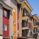 Multi Colored red and tan James Hardie Fiber Cement Commercial Siding for modern Commercial Apartment Complex